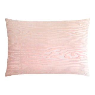 Kevin O'Brien Woodgrain Faux Bois Blush Cut Velvet 14 x 20" Pillow For Sale