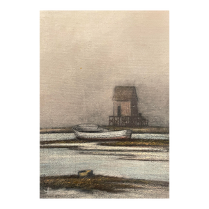 1970s Coastal Boat Oil Painting