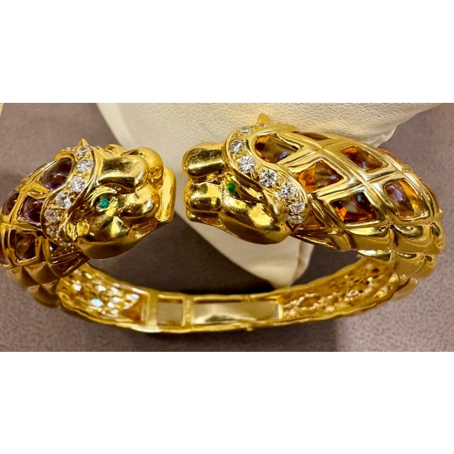 Purple Diamond & Amethyst, Citrine Cuff Bangle 18 Kt Gold 57 Gm By Robert Wander Winc For Sale - Image 8 of 18