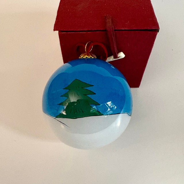 Glass Vintage Li Bien Style Hand-Painted Snowman Glass Christmas Ornament With Original Box For Sale - Image 7 of 9