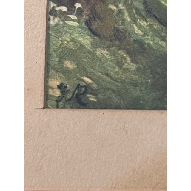 Wood Vintage Mid-Century European Canal Landscape Painting With Bridge & Cottage, Framed For Sale - Image 7 of 8