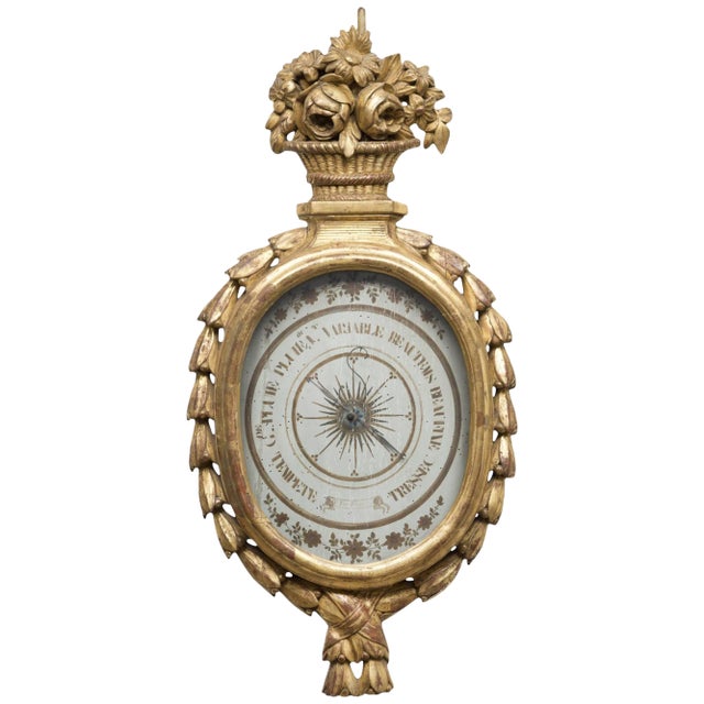 French Louis XVI Giltwood Barometer For Sale