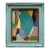 Contemporary Abstract Oil Painting in Vintage Blue Painted Frame For Sale