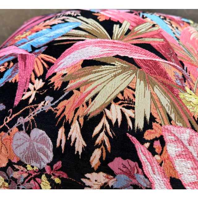 Rustic Botanical Jacquard Cushion Cover With Pink Piping For Sale - Image 3 of 16