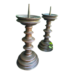 A Pair of Bronze Pricket Candlesticks Circa 1500