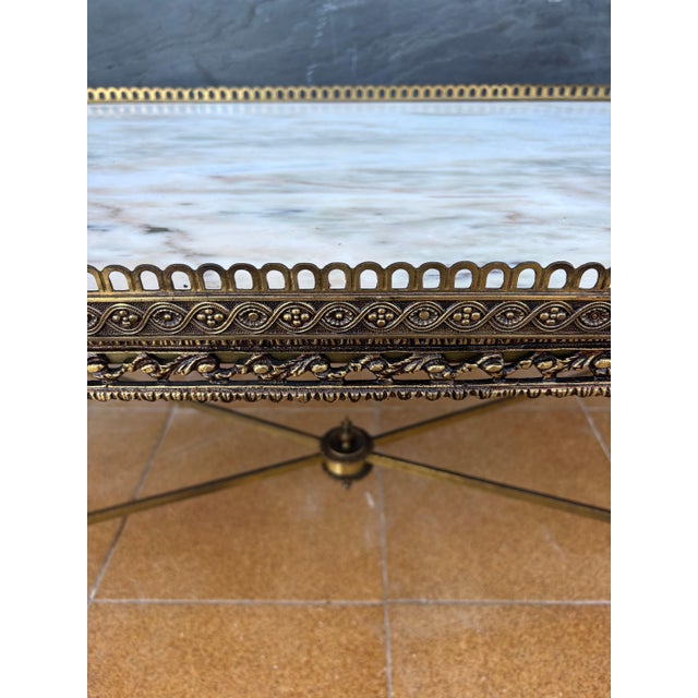 Neoclassical Bronze and Marble Coffee Table with Swan Motifs, 1940s For Sale - Image 12 of 13