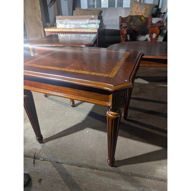 Mid 20th Century Matching Parquetry Inlaid 3-Piece Occasional Table Set For Sale - Image 4 of 11