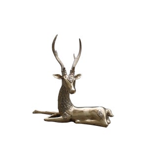 Deer Sculpture in Solid Brass, Italy, 1950s For Sale