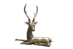 Deer Sculpture in Solid Brass, Italy, 1950s