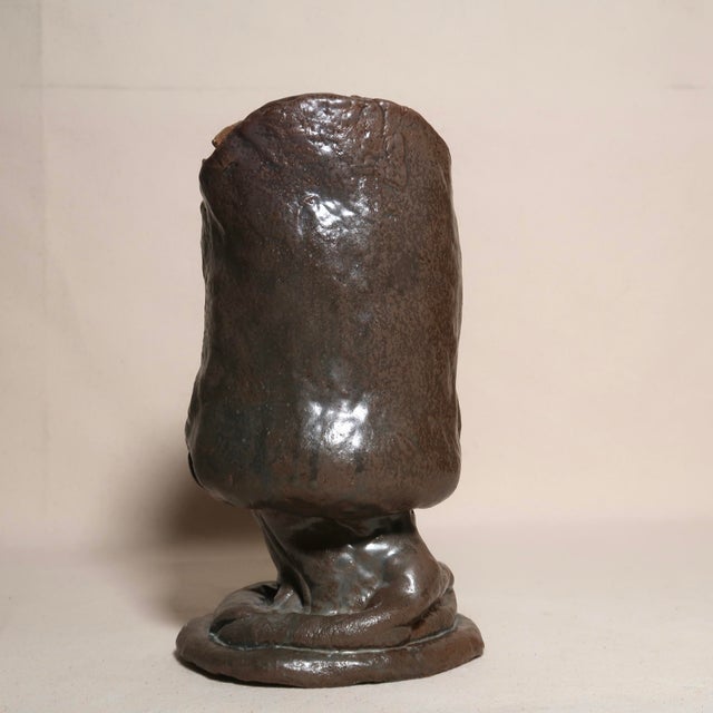 Large Fine Art Hand Built Studio Pottery Sculptural Brutalist Wabi Sabi Earth Tone Vessel For Sale In Tulsa - Image 6 of 17