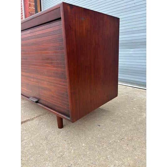 Brass Jens Risom Tambour Door Cabinet, Walnut & Brass, Mid-Century, 1965 For Sale - Image 8 of 14