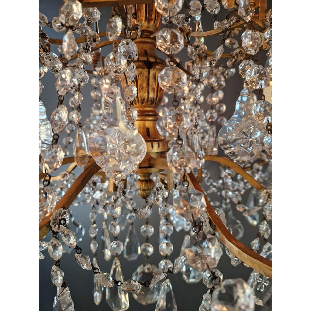 Antique Louis XVI Revival Crystal Chandelier Giltwood and Brass Circa 1890 For Sale - Image 10 of 13