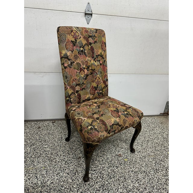 Wood Vintage Chinoiserie Tapestry Chair For Sale - Image 7 of 8