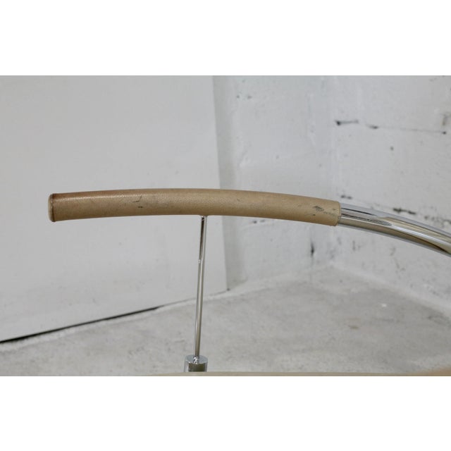 Cream Tubular Steel and Leather Cream Armchair, France, 1970s For Sale - Image 8 of 18
