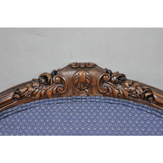 Early 20th Century Antique French Renaissance Louis XV Style Carved Walnut Wingback Arm Chair For Sale - Image 5 of 18