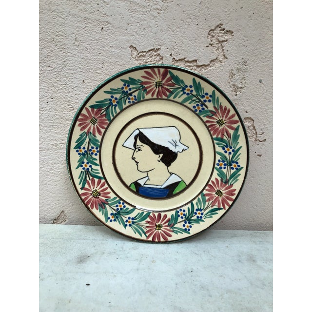 1920s French Faience Plate Quimper, Circa 1920 For Sale - Image 5 of 5
