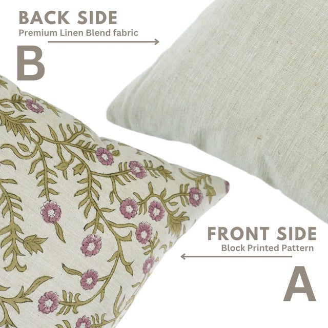 Fabdivine Block Print Pillow Cover, Shejan- 20x20 For Sale - Image 4 of 5