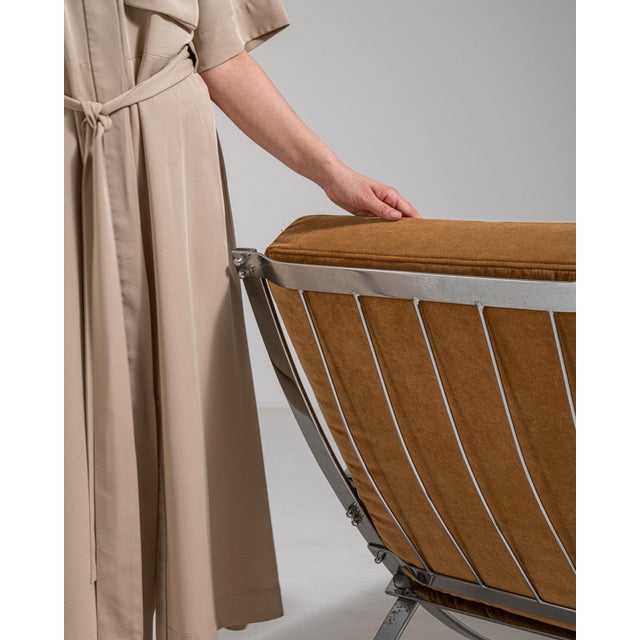 Mid-Century Modern 1960-1969 Italy Warm Burnt Orange Chrome-Frame Lounge Chair For Sale - Image 3 of 11