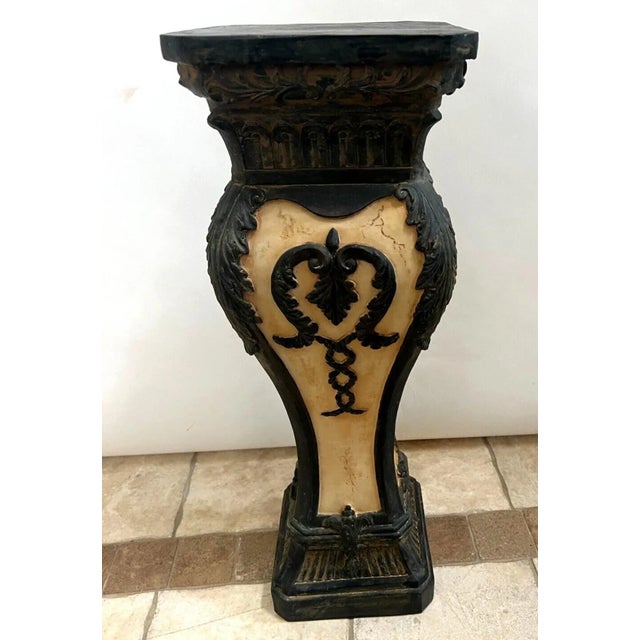 Vintage Carved Resin Pedestal Jardiniere Plant Stand For Sale - Image 4 of 10