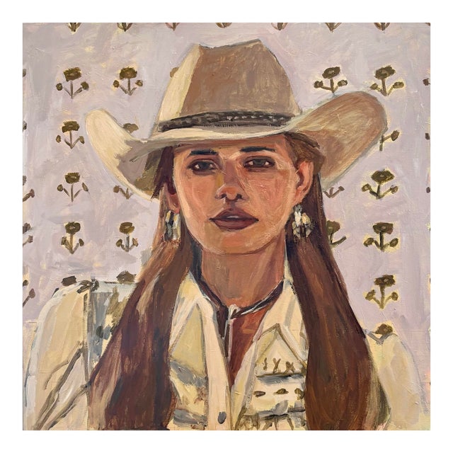 “Wyoming” an Original Portrait of a Cowgirl by Michelle Heimann. For Sale