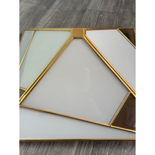 Vintage Pyramid Ceiling Lamp in Glass and Metal, 1970s For Sale - Image 9 of 12