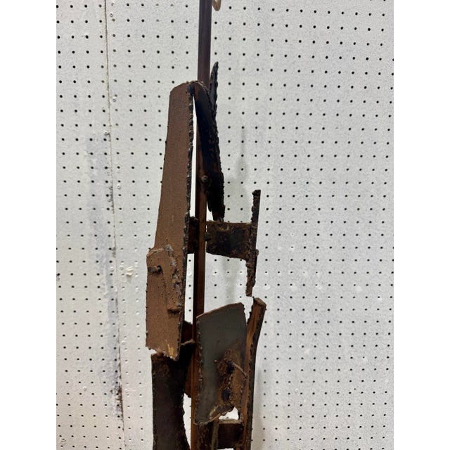Abstract Vintage Brutalist Brutal Unsigned Harry Balmer Abstract Steel Cubist Table Lamp For Sale - Image 3 of 12