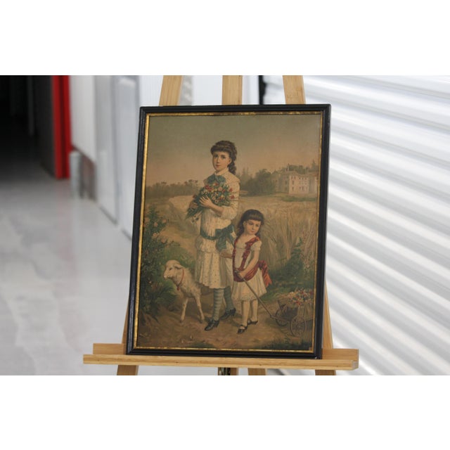 Beige Four Seasons, 1800s, Chromolithograph, Framed, Set of 4 For Sale - Image 8 of 8