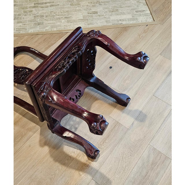 Japanese Meiji Period Carved HungMa Rosewood Antique Dragon Chair For Sale - Image 11 of 12