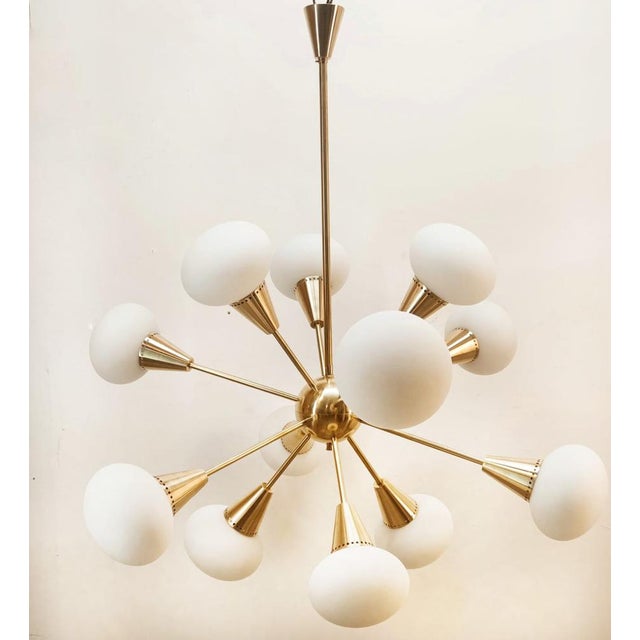 Sputnik 12-Light Chandelier in Brass and Glass For Sale - Image 10 of 18
