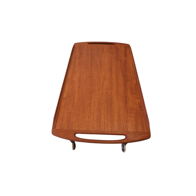 Danish Teak Serving Trolley with Removable Tray, 1960s For Sale - Image 11 of 16