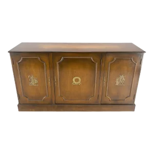 Finished BACK Bronze Mounts Three Door 4 Drawers Sideboard Credenza Cabinet MINT