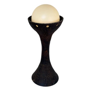 Mid-Century Modern Floor Lamp with White Opaline Shade and Brown Ceramic Base from Doria Leuchten, 1960s For Sale