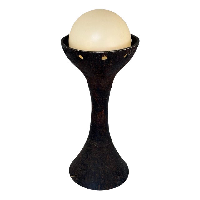 Mid-Century Modern Floor Lamp with White Opaline Shade and Brown Ceramic Base from Doria Leuchten, 1960s For Sale