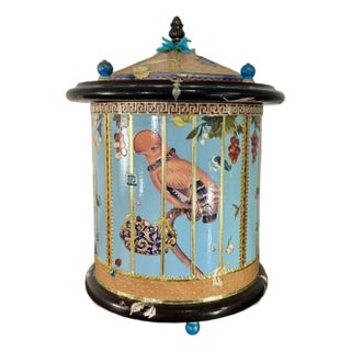 American Studio Handcrafted Decoupage Bird-Cage Box, 2006 For Sale