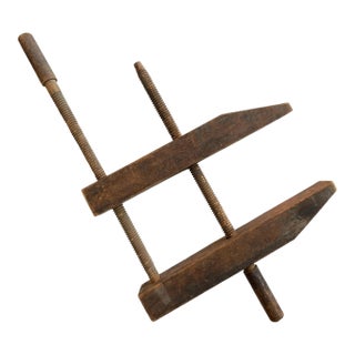 Antique Wood Hand Screw Clamp For Sale
