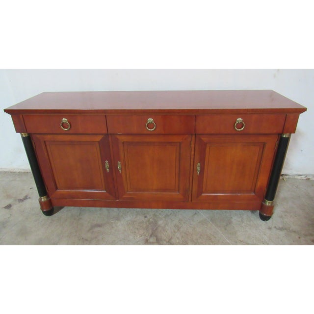 Traditional 1980s Baker Furniture French Empire Cherry Wood and Parcel Ebonized Sideboard For Sale - Image 3 of 10
