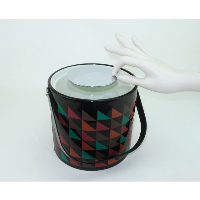 Georges Briard Memphis Style Postmodern Black Geometric Print Ice Bucket, 1980's For Sale - Image 13 of 13