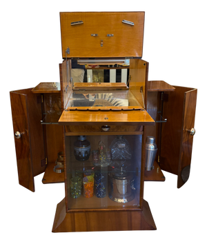 Art Deco Walnut Bar Cabinet, 1940s