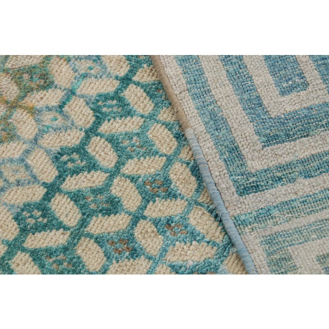 Textile Rug & Kilim’s Contemporary Rug With Beige and Blue Geometric Patterns For Sale - Image 7 of 7