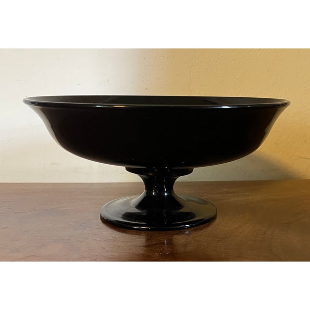 Antique Early 20th Century Black Amethyst Glass Footed Fruit Bowl or Centerpiece Tazza For Sale - Image 12 of 12