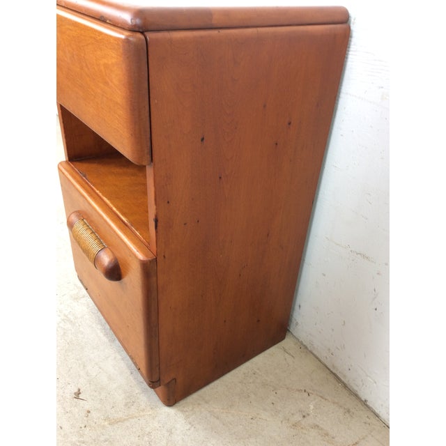 Mid Century Modern Nightstand With Drawer & Drop Front Cabinet by Heywood Wakefield For Sale - Image 13 of 17