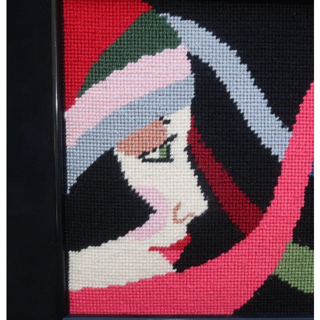 Art Deco Style Needlepoint Lady Wall Hanging in Manner of Georges Lepape For Sale In Atlanta - Image 6 of 7