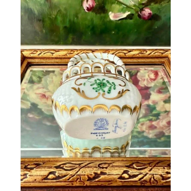 Figurative Herend Hungarian Vintage Mini Hand-Painted Porcelain Basket With Handle - Made in Hungary For Sale - Image 3 of 10