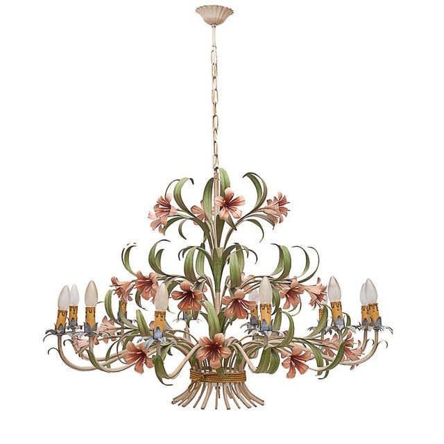 Beige Florentine Chandelier with 12 Lights, 1970s For Sale - Image 8 of 8