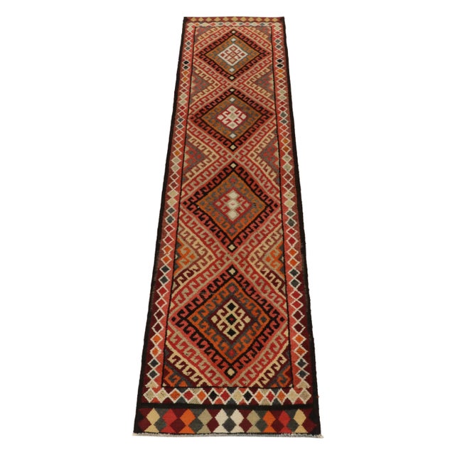 Tribal 1950s Vintage Tribal Runner in Burgundy, Multicolor Geometric Patterns For Sale - Image 3 of 7