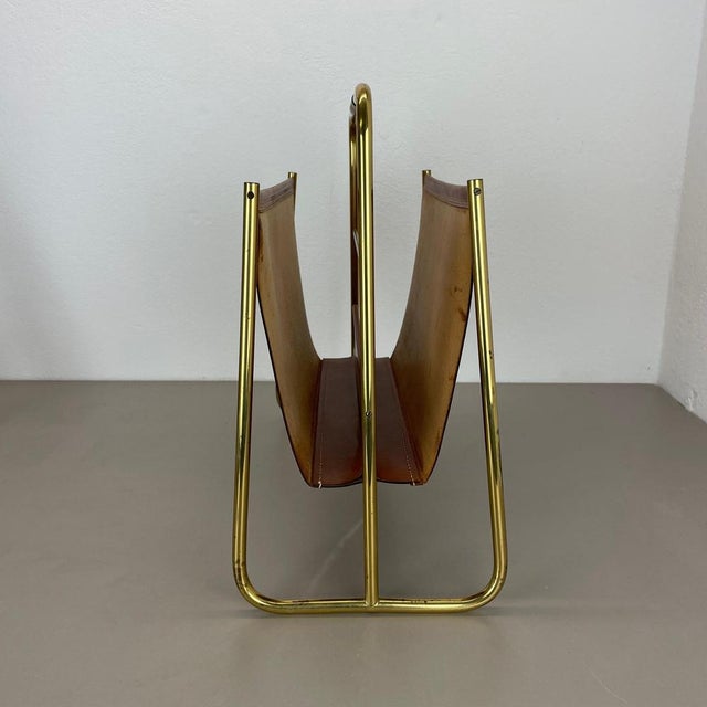 Carl Auböck Brass and Leather Model 274 Magazine Holder from Carl Auböck, Austria, 1950s For Sale - Image 4 of 18