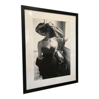 Dior Gown with Fur Hat 1954 Original Framed Print by Mark Shaw For Sale