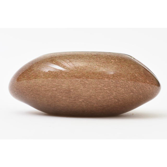 Vintage Murano Style White Cased Copper and Gold Aventurine Murano Cinched Bowl or Ashtray 60's For Sale - Image 11 of 12