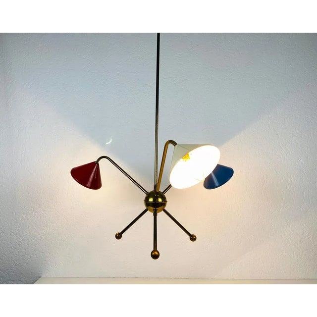 Italian Brass 3-Arm Chandelier from Arredoluce, Italy, 1950s For Sale - Image 16 of 18