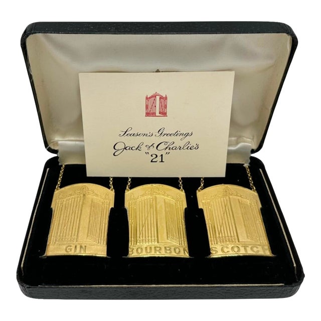 Mid 20th Century The 21 Club Jack & Charlie’s Season’s Greetings Decanter Tags - Set of 3 For Sale